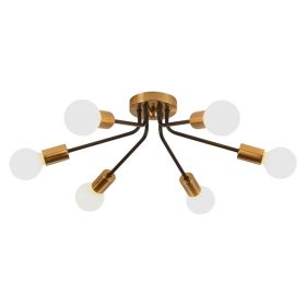 Mid-Century Modern Flush Mount Sputnik Ceiling Light in Coffee Gold Finish