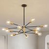 33-inch Modern 12-Light Dimmable Sputnik Chandelier in Black/Gold Finish
