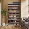 8-Shelf Shoe Rack Storage Cabinet in Grey Wood Finish - Holds Up To 45 Pairs