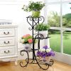 Elegant Black Metal 4-Shelf Plant Stand