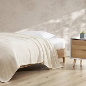 King size Cream Bone Lightweight 100-Percent Cotton Blanket - Machine Washable