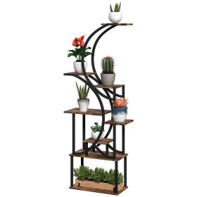 Plant Stand Indoor, 8 Tier 62" S-Shaped Plant Shelf, Corner Plant Rack for Multiple Plants, Carbonised Finish
