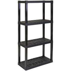 Plastic Shelves Garage Storage Shelf Heavy Duty Shelving Unit 4-Tier 57"H x 14"D x 30"W Black-400 lbs Total Capacity