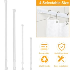 Tension Curtain Rod Spring Load Adjustable Curtain Pole Heavy-Duty Steel 4 Sizes For Bathroom Wardrobe Kitchen Balcony 200cm (Option: 200cm)