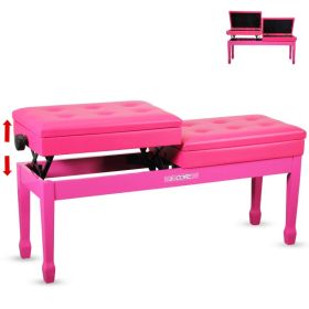 5 Core Duet Piano Bench 3.5 Inch Padded Cushioned Stool Wooden Heavy Duty Musician Chair Height Adjustable Double Keyboard Seat W Storage Nonslip (Option: Cherry)