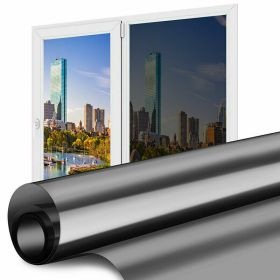 One Way Mirror Window Film Heat UV Reflective Privacy Tint Foil For Home Office (Film Color: Black Silver, size: 15.7in x 78.7in (8.6 sqft))